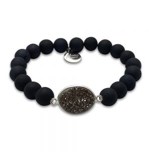 Solitaire Druzy Bracelet in Black color