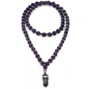 A beautiful necklace in purple stones