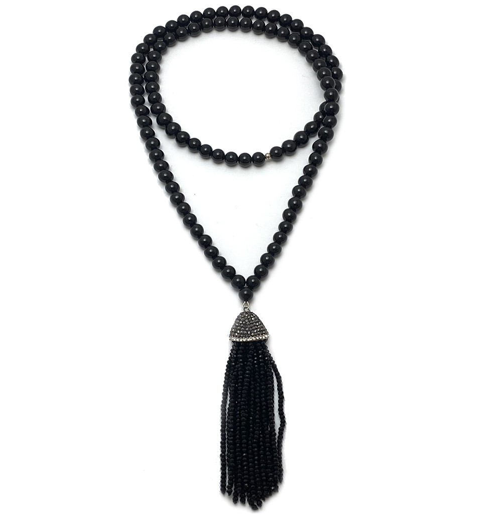 Black Oynx Tassel Necklace - Druzy Jewelry by Monica Mauro