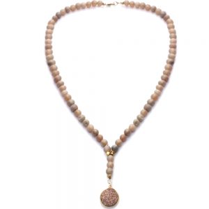 Druzy Drop Necklace with rose gold stones