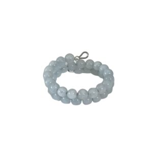 A light blue beaded bracelet with a clasp.